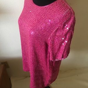 “Effecti”Hot pink silk with mother pearl sequins.